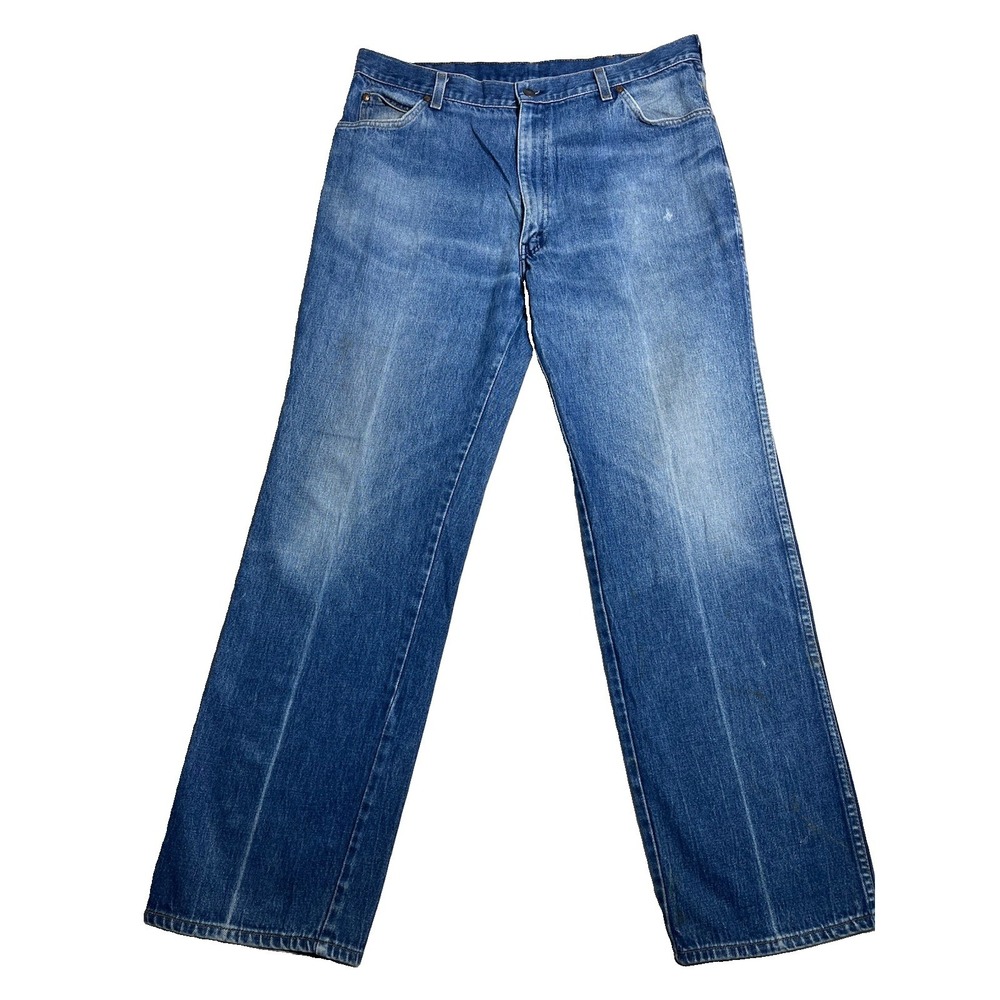 VTG 80s Levis 557 For Cowboys Jeans Mens 38x32 Blue Made in USA Denim Great Fade